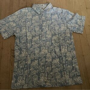 Leon Levine Polo Shirt Women's S Short Sleeve Blouse Beach Sea Shell Print